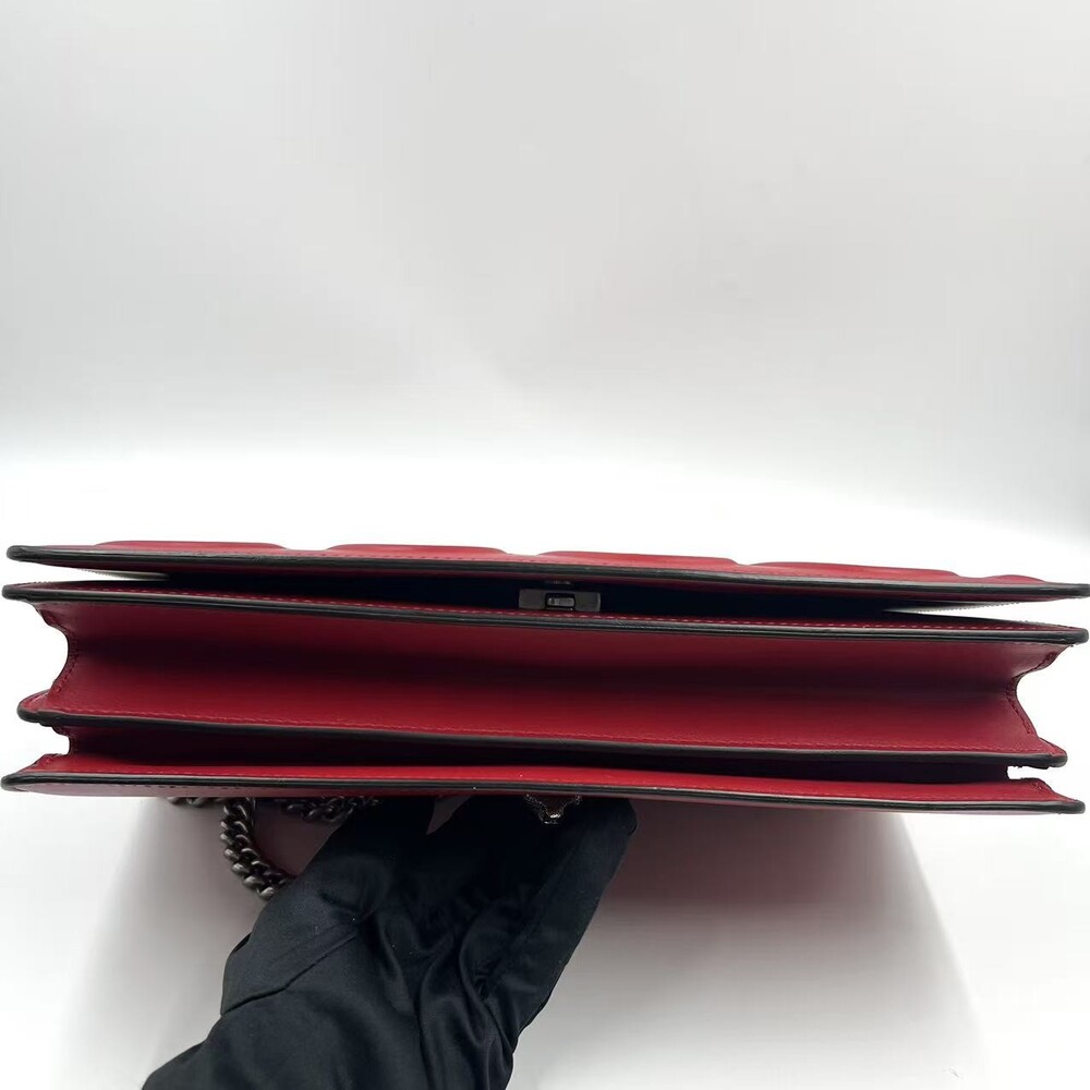 Hj Gucci Red Xl Leather Wallet On Chain #236158G12B - Picture 5 of 11